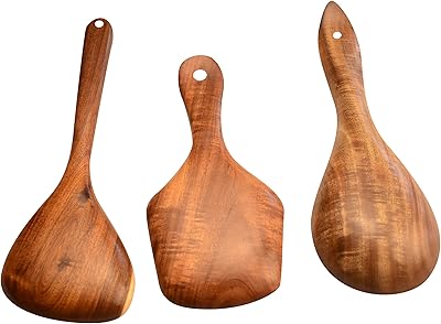 Wooden cutlery Kalpana handicrafts, 3 pieces, brown.. DIAYTAR Nigeria offers great deals, a huge product variety, and delivery in under a week.
