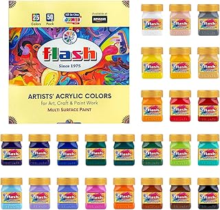 Flash Jumbo acrylic painting set | 25 colors | 50 ml each | High resistance of pigments | Do not discolour | Interior and exterior use | Non toxic | Multi-surface painting | For professional artists, amateur painters and children.. DIAYTAR NIGERIA: Where shopping meets satisfaction with affordable prices and prompt delivery services.
