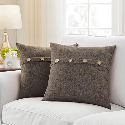 Kutey decorative square cushion cover in polyjute with buttons for living room, sofa and sofa, modern 18 x 18 inches/ 45 x 45 cm (color - brown) (batch of 2 rooms) C5.. Enjoy the simplicity of shopping with DIAYTAR NIGERIA, offering vast choices delivered in just 5-8 days.