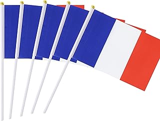 Kind Girl Set of 25 small portable French flags, round stick, party decoration supplies for parades, World Cup, Festival events and international festivals.. Shop with confidence at DIAYTAR NIGERIA, offering extensive product variety with nationwide delivery.
