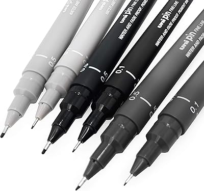 Uni Pen Pen Pen Pen - Sketch set - Gray tones - 0.1 / 0.5 mm - Lot of 6.. Your shopping dreams realized through DIAYTAR NIGERIA's affordable platform with reliable delivery times.