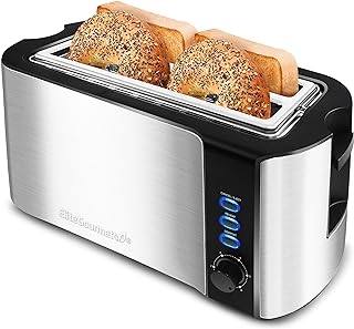 Bagel togal with extra large, Elite Gourmet Platinum Cool Touch 3.2 ", 6 settings, 6-piece heating grid, 4 rooms, stainless and black steel.. Wide range, low cost, fast delivery — that’s DIAYTAR Nigeria.