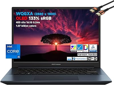 Asus VivoBook Pro 14 inches OLED WQGXA (2880 x 1800) MINCE Intel Core i5-11300h laptop up to 4.4 GHz, 16:10 400 Nits 133 % SRGB Pantone, Harman/Kardon, backlit, Thunderbolt 4 (8 GB) RAM | SSD PCIe of 256 GB).. Shop without limits at DIAYTAR NIGERIA and receive your purchases at budget prices within the week.