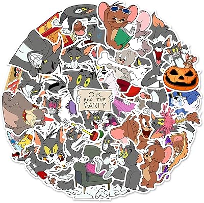 Tom Jerry stickers for water bottle and laptop, 50 pieces of aesthetic cartoon stickers to decorate guitar bags and children's luggage.. DIAYTAR NIGERIA bridges the gap between desire and affordability with nationwide delivery in under 8 days.