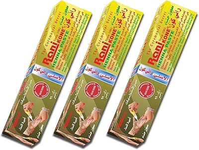Pack of 3 - Rani Khun Mehandi henna paste for body decoration (red).. Great deals and fast delivery — the DIAYTAR Nigeria guarantee.