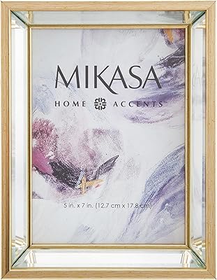 Mikasa mirror photo frame, displays a photo, size 5 x 7, gold, 6 x 8 inches.. Enjoy stress-free shopping with affordable prices on DIAYTAR Nigeria.