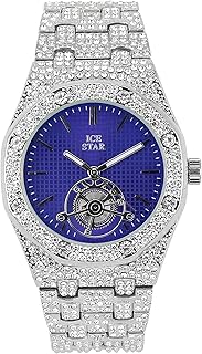 Diamond octagonal watch 40 mm for men - Chronograph dial - icy metal bracelet - Tone gold and 14 carat silver - Quartz movement.. Shop from anywhere in Nigeria and receive your DIAYTAR purchases at affordable prices within a week.