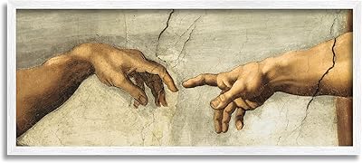 Mural Stobel Industries, Hands of the creation of Adam, designed by Michelangelo, White Frame, designed by Michelangelo-size 13 x 30.. Join thousands of satisfied shoppers on DIAYTAR Nigeria.