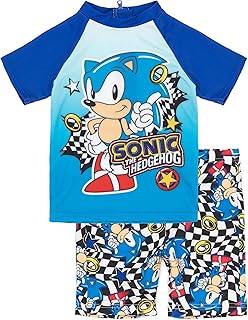 Sonic swimsuit the hedgehog for boy | Set of two t-shirts and children's shorts.. DIAYTAR NIGERIA connects desires with reality through affordable prices and reliable delivery service.