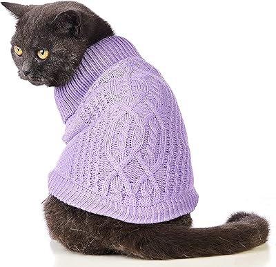 Yakdon cat knitted sweater with round and sleeveless neck, hot winter clothes for cats or small dogs during the cold season (purple, size s).. Shop with purpose at DIAYTAR NIGERIA and receive quality products at budget rates within 8 days.