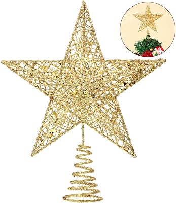 Christmas tree ornament in glitter star, colorful light stars, golden stars for Christmas tree decoration and party decoration, 10 inches, gold.. Experience the convenience of online shopping with DIAYTAR NIGERIA's reliable 5-8 day delivery service.