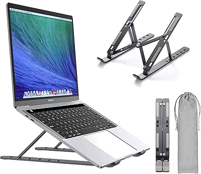 UNI-LITE ARTICLE SUPPORT FOR LAPTable with transport bag | Laptop support adjustable at 6 heights | increased ventilation for laptop | Practical to fold and transport | Universally compatible | carbon black.. DIAYTAR NIGERIA: Your trusted marketplace that combines variety, affordability and reliable shipping.