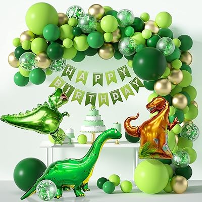 Kit d'Arche de Garlande de Ballons de Dinosaur Mère Anna, 119 Dinosaur aluminum balloons with golden green balloons and happy birthday banner for birthday decorations on the theme of dinosaurs of the jungle and safari.. Shop with confidence at Nigeria's leading affordable e-commerce platform with reliable delivery services.