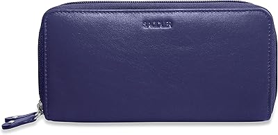 Luxury leather luxury portfolio with double zipper and credit card holder | RFID protection | Women's credit card portfolio | Gift box, dark blue.. Your complete shopping solution, DIAYTAR NIGERIA offers extensive choice with competitive prices and delivery.