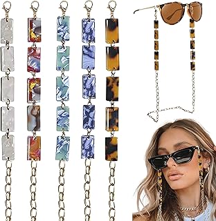JAVEST Lot of 5 channels of sunglasses, trendy glasses chain for women, mask necklace with glasses frame, rope necklace (brown, blue, light blue, red, white).. Join millions of satisfied shoppers using DIAYTAR Nigeria every day.