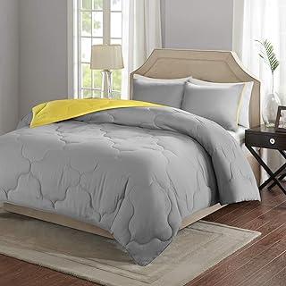 Fixy 3 -piece Eduddon set of Comfort Spaces, reversible for all seasons, with goose down and geometric patterns, double/queen waist, yellow/gray.. Shop with confidence on DIAYTAR Nigeria — quality products and timely delivery.