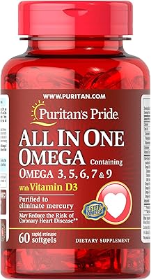 Puritans Pride All in One Omega 3, 5, 6, 7 and 9 with vitamin D3, 60 units (1).. No stress, no delays — DIAYTAR Nigeria is your trusted shopping partner.