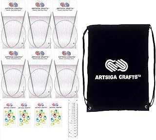 Set of ARTSIGA CRAFTS Steelix circular knitting needles with project bag and supports.. Your digital shopping companion, DIAYTAR NIGERIA offers exceptional value with delivery in less than 8 days.