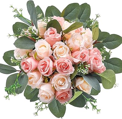 Artificial flowers pink stems of silk flowers fake eucalyptus leaves.. DIAYTAR NIGERIA connects Nigerians with quality products at affordable prices, delivered in 5-8 days nationwide.