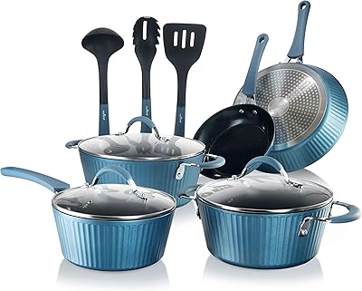 Nutricef Excelon Kitchen Nutrichef Nutrichef kitchen battery with saucepan, stoves, frying stove, kitchen battery, lids and utensils without PTFE/PFOA/PFOS, 11 pieces, blue.. Experience the power of choice with DIAYTAR NIGERIA's vast catalog and affordable 5-8 day delivery.