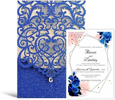 Vlizo 5 x 7 Sets of wedding invitation cards with envelope, elegant brilliant blue diamond laser cut for anniversary invitations Quincanera birthday bridal shower feast for graduation 202222.. Browse endless categories on DIAYTAR Nigeria — your items delivered in just days.
