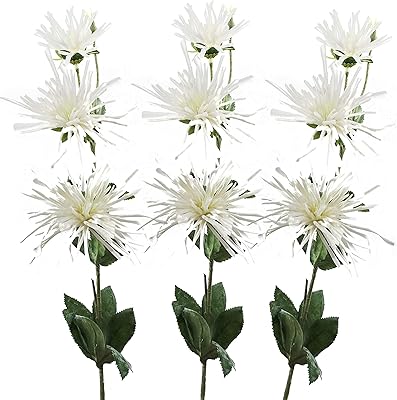 Lily's Garden Spider Mum Artificial Flower 32 Inch Real Touch 9 Flowers Package of 3 (white cream).. DIAYTAR NIGERIA: Making quality products accessible to all Nigerians at affordable prices.
