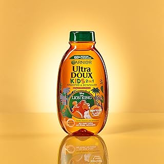 Garnier Ultra soft shampoo 2 in 1 with apricot and cotton flower facilitates styling and prevents tangles with the design the lion king, 400 ml - 1 piece, 1.. DIAYTAR NIGERIA: Where affordable shopping meets reliable nationwide delivery in less than a week.