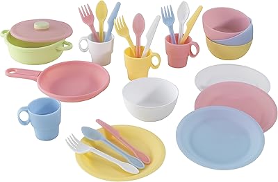 Kidkraft 63027 Pastel food set 27 pieces set of kitchen and meals tools.. DIAYTAR NIGERIA brings satisfaction with every purchase through affordable prices and prompt shipping.