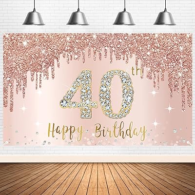 Decorations of Happy Banner Banner Banner 40th Anniversary for Women, Banner of Birthday Birthdays in 40th Birthday Rose Gold, 40 -year -old pink photo cabin decor.. DIAYTAR NIGERIA: Empowering Nigerians with access to affordable products delivered within 8 days.