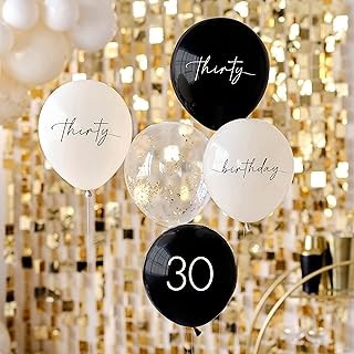 30th anniversary Balloons Ginger Ray CN-109, beige flesh, black, cream, light gold.. Shop with confidence at DIAYTAR NIGERIA, enjoying competitive prices and delivery within 8 days.