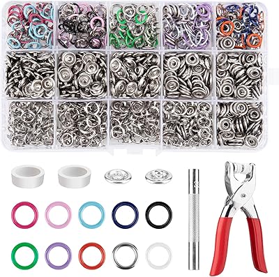 200 9.5 mm metal press buttons with clamping pliers, perfect press tool kit for crafts, clothes, hats, sewing (10 colors).. Shop confidently with DIAYTAR NIGERIA, offering affordable prices and reliable delivery within a week.