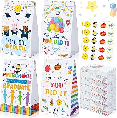120 Diploma Diploma Gifts for children, including 60 Kindergarten and preschool graduation gift bags, paper candy bags for graduates, Diploma treats with 60 Diploma rendering stickers for girls and boy of preschool age.. DIAYTAR NIGERIA: Where quality meets affordability, with thousands of products delivered in less than 8 days.