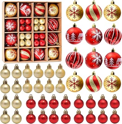 Goronb 44 pieces red and golden Christmas tree balls 2 sizes with glitter.. DIAYTAR NIGERIA: Your one-stop e-commerce destination with affordable prices and nationwide delivery in 5-8 days.