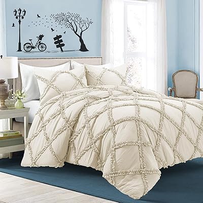 Diamond ruffle alternative duvet with 2 matching pillowcases - Pearl Queen, soft and breathable (190 x 230 cm, 51 x 76).. DIAYTAR NIGERIA makes online shopping accessible with our comprehensive platform and prompt delivery service.