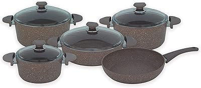 Set of granite casseroles from the WHO collection (brown, 9 pieces).. DIAYTAR NIGERIA brings affordable shopping to every Nigerian home with delivery in just 5-8 days.