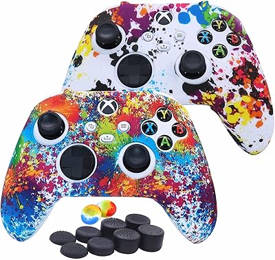 Silicone case for controllers of the Xbox series, protection accessories in flexible non -slip rubber (pack of 2) with handle caps for the thumb (graffiti).. Discover endless possibilities with DIAYTAR NIGERIA's comprehensive selection and reliable shipping.