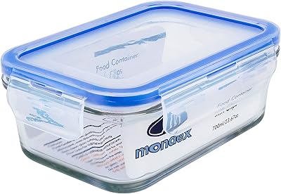 Rectangular Verre Mondex dietary container with blue lid, capacity 700 ml - cmn0096.. DIAYTAR NIGERIA brings the marketplace experience online with affordable and reliable delivery service.