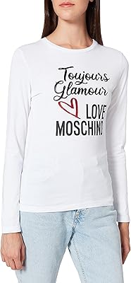 T-shirt with long sleeve for women love moschino in personalized 30/1 cotton jersey with a brilliant print logo and seasonal slogans. T-shirt.. DIAYTAR NIGERIA connects desires with reality through affordable prices and reliable delivery service.