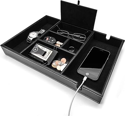 West & Warehouse Voilerier Plateau for men, night table organizer, entrance table organizer, wardrobe organizer, black imitation leather trunk, 6 compartments.. Great products, lower prices, fast delivery — DIAYTAR Nigeria has it all.