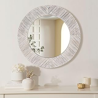 Round wooden mirror - Round 22 -inch wall decoration mirror, round wall mirror in solid wood, round decorative mirror, for living room, bedroom, bathroom, entrance.. Experience hassle-free shopping with DIAYTAR NIGERIA's user-friendly platform and prompt delivery service.