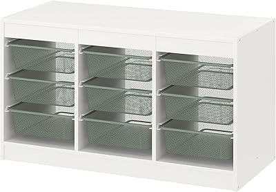 Ikea Trufast Storage Set with boxes, 99x44x56 cm, white/chiar gray.. DIAYTAR NIGERIA: Bringing quality products to your doorstep at prices that won't break the bank.