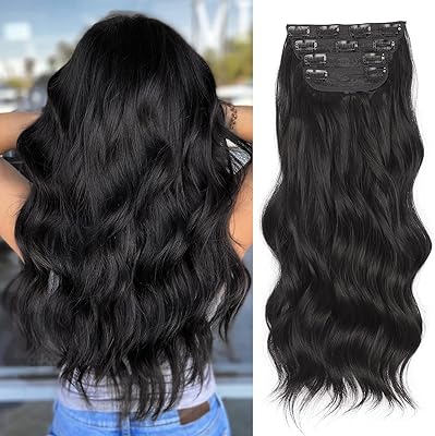 Shnmin 20 inch hair extensions with clips extensions long wavy hair black wavy 4 parts thick hair extensions in double frame synthetic fibers for women.. E-commerce made for Nigeria — fast delivery and low prices at DIAYTAR.