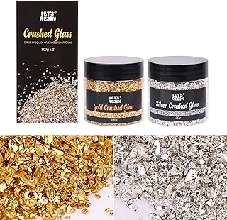 Let's Broken Resin broken glass, 2 pieces of thick glass resin, silver and gold leaf for crafts, nail art, painting, geode (total 200 g).. Wide range, low cost, fast delivery — that’s DIAYTAR Nigeria.