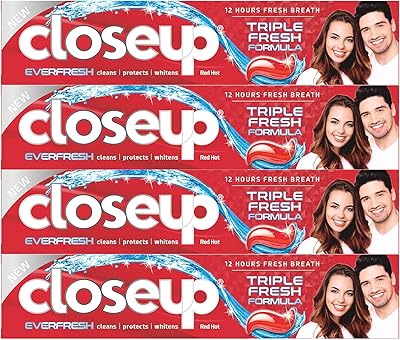 Gel toothpaste Closeup Triple Fresh Formula, Red Vive, 75 ml (package of 4).. DIAYTAR NIGERIA: Where every Nigerian finds what they need at prices they can afford, delivered promptly.