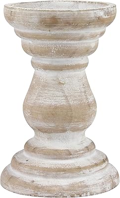 Ancient white antique white wood pillar candle holder, ancient beach pillar support for dining table, coffee table, shelf or any table top, size M.. Get top brands at bottom prices, only on DIAYTAR Nigeria.