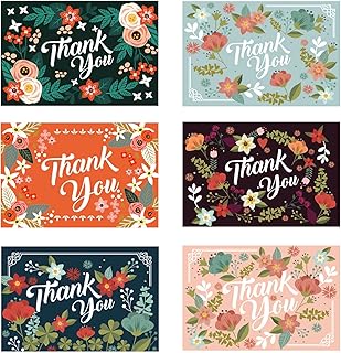 Thank you card, set of folding thank you cards with floral motif with envelope for wedding party business gift, thank you to mom and her professor friends (6 pieces).. From kitchen tools to phones — DIAYTAR Nigeria ships it all in a week.