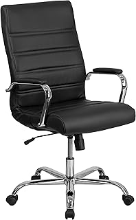 Flash Furniture Whitney High Backrest Office Chair - Pivoting Office in Smooth Black Leather with Chrome armrest.. DIAYTAR NIGERIA: Connecting Nigerians with their needs through our affordable and diverse marketplace.