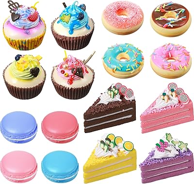 16 pieces of realistic artificial food, donut cupcake, artificial food simulation toy, PU foam display, artificial food, realistic food accessories for the house, the store, the decoration of a party.. Experience the DIAYTAR difference with our vast product selection and delivery within 5-8 days.