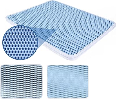 Anti-trace litter carpets for cats, 30x22 inch, double layer, waterproof and resistant to urine, for litter bins, size L, in super soft EVA (blue).. Shop smarter, not harder with DIAYTAR NIGERIA - thousands of products at your fingertips with affordable delivery.