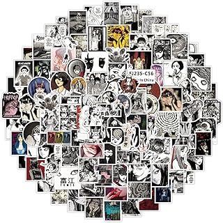 110 Tomie Junji Ito stickers in black and white vinyl for laptop, skateboarding, car, bicycle, water bottle, luggage, scrapbooking, bumpers, Japanese cartoon for children and adolescents.. DIAYTAR NIGERIA brings the marketplace home to you with affordable prices and delivery in 5-8 days.